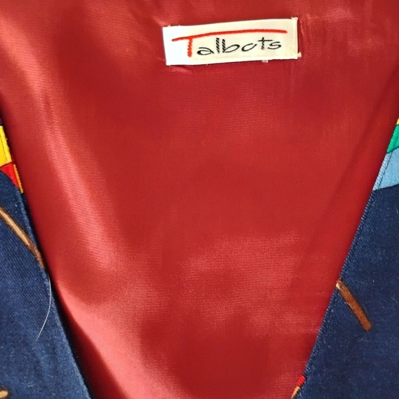 Talbots Vintage Nautical Sailboat Burgee Flag Vest Colorful Blue Red Boating M/L - Picture 10 of 12